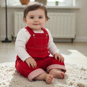 Vintage Gap Red Striped Lined Overalls size 3-6 Months